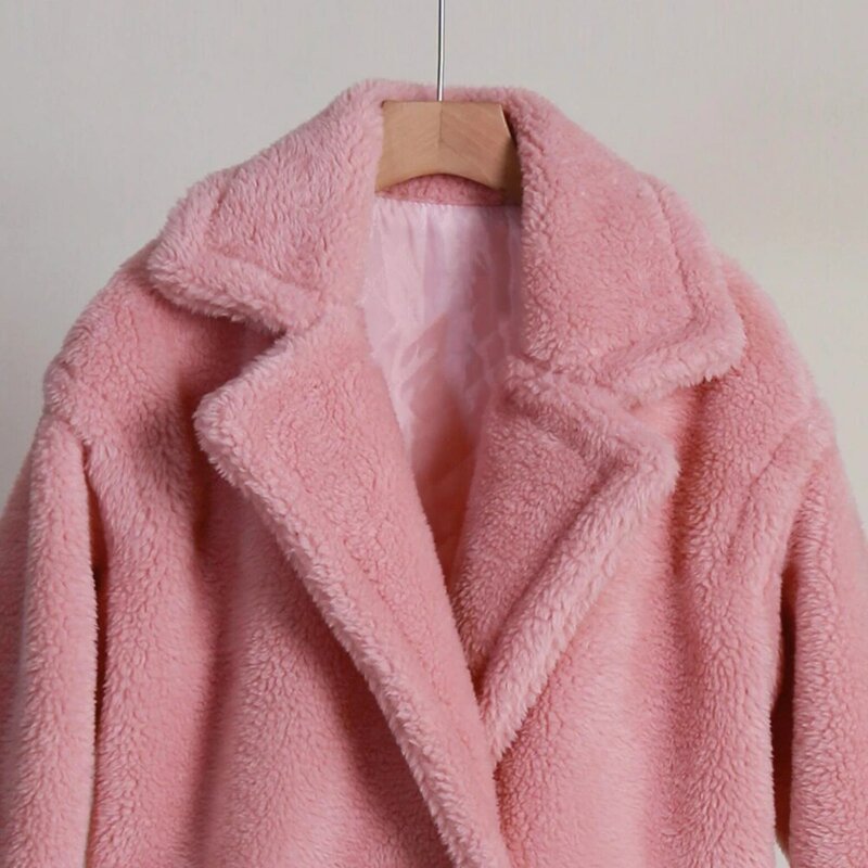 Women Winter Thick Faux Fur Coat Jacket Long Sleeve Turn Collar Fox Fur Coat Outwear Ladies Lamb Wools Coat Overcoat