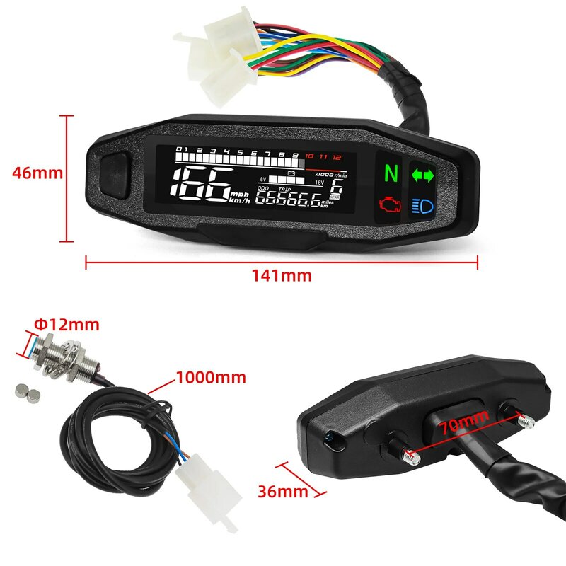 Compteur de vitesse numérique universel pour moto, tachymètre LED, panneau de comptage de carte Prada, écran LCD, Y promp ket ket