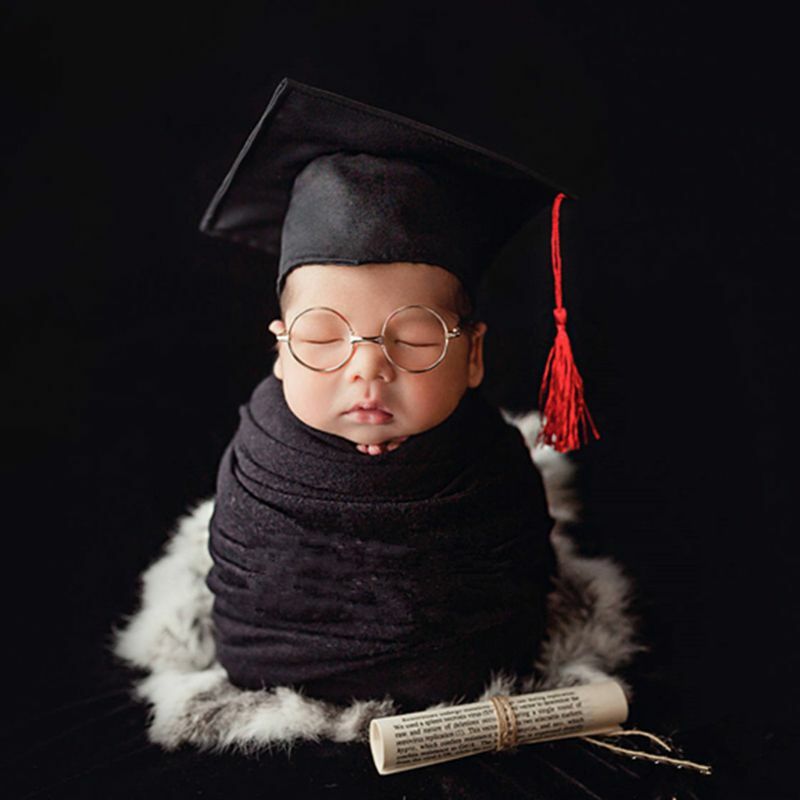 Topi fotografi bayi, tudung kepala warna polos untuk anak-anak baru lahir musim gugur