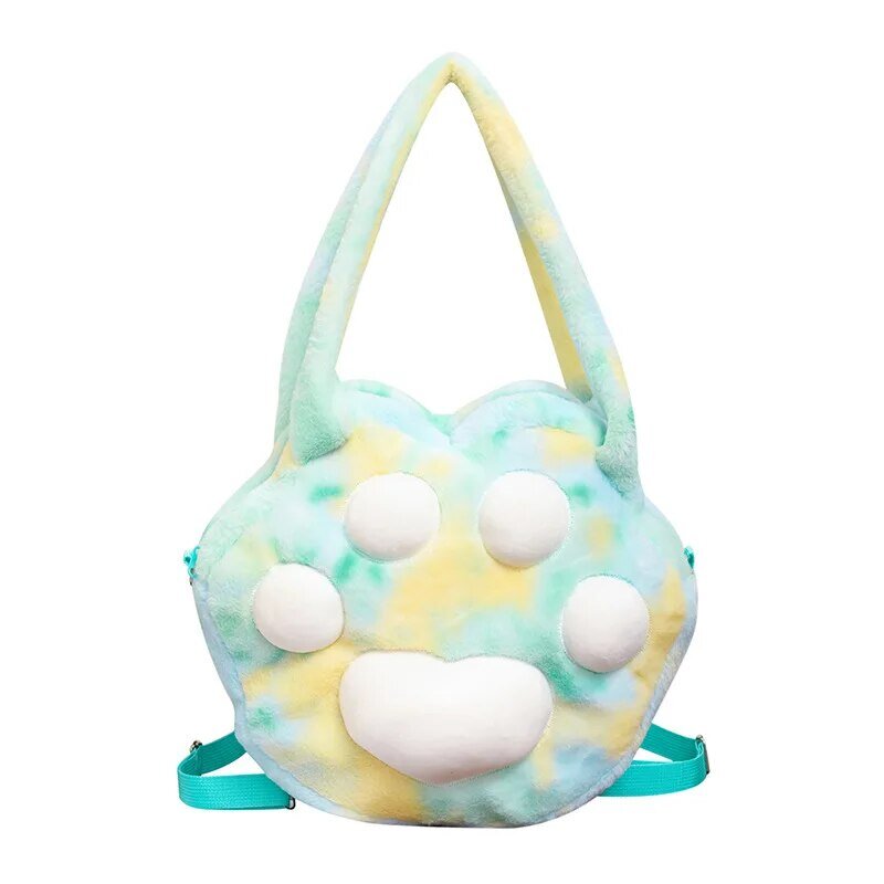 Bolso de hombro de felpa con garra de gato para niños, mochila de ocio al aire libre para niñas, bolso de moda, lindo, nuevo