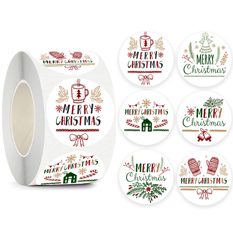 100-500Pcs Vrolijk Kerstfeest Sticker Holiday Party Nieuwe Jaar Decoratie Gift Box Afdichting Sticker Bakken Label Verpakking Sticker