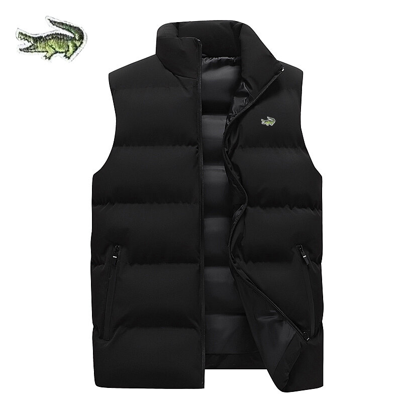 남성용 캐주얼 편안한 민소매 면 재킷, 두꺼운 단색, 하이 퀄리티 브랜드 코트, 조끼 재킷, 가을 및 겨울