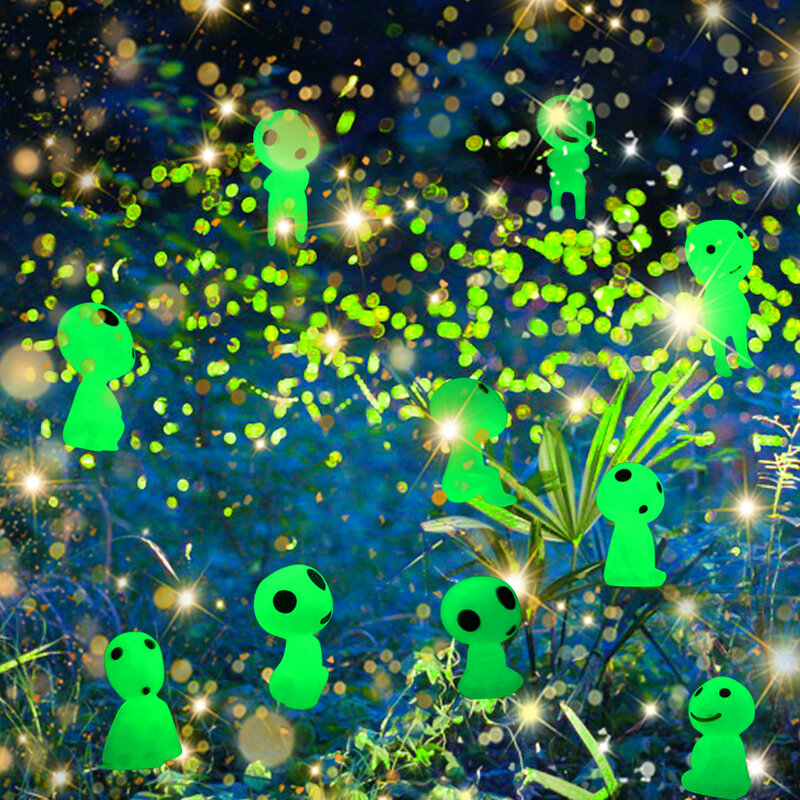 5/10pcs leuchtende Baum Elfen Geist Prinzessin Mononoke Mikro Landschafts figur Ornament leuchtende Miniatur Gartenarbeit Topf Dekor