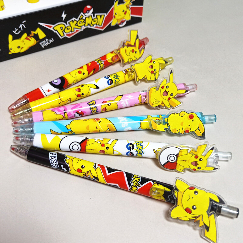 Cute Pokémon Imprensa Gel Canetas para escrever, tinta preta, caneta neutra, escritório e material escolar, brinde promocional, 0,5mm, 48 pcs por lote