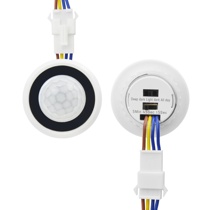 Interruptor de Sensor de movimiento infrarrojo, 220V, 110V, PIR, luz LED, Control de iluminación, encendido/apagado automático, inducción de retardo de tiempo ajustable