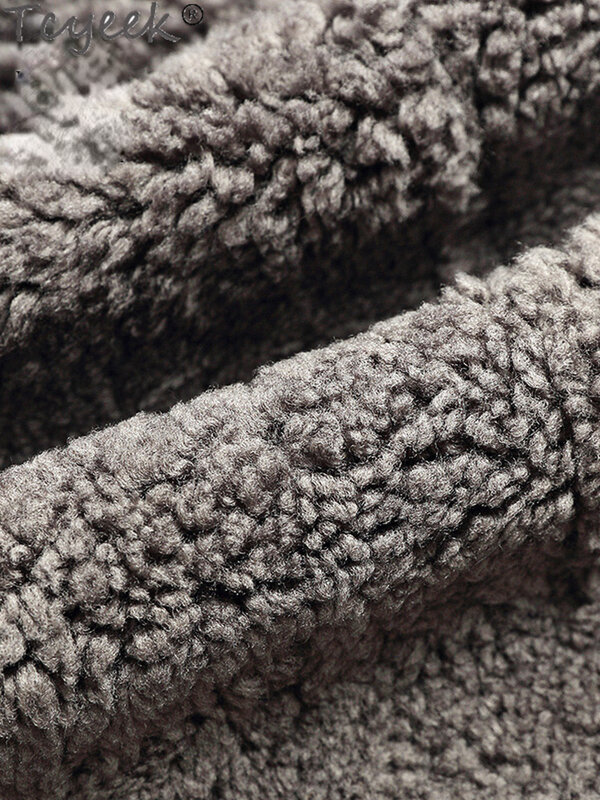 Tcyeek z naturalnej owczej skóry kurtka męska pogrubiona płaszcz z prawdziwego futra długie kurtki zimowe dla mężczyzn ubrania pas mody ciepłe futra Slim