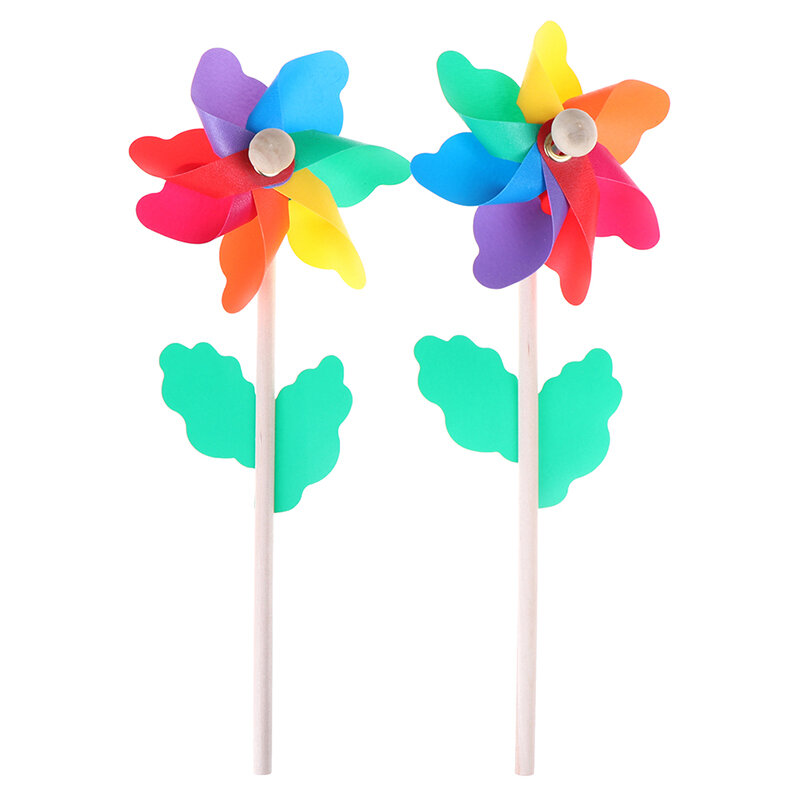 다채로운 나무 풍차 정원 파티, 7 잎 바람 스피너 장식, 어린이 장난감