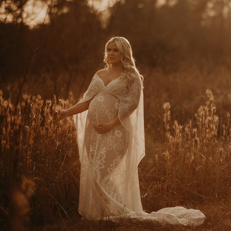 Don & Judy-Boho vestido de noiva para mulheres grávidas, vestido Floral V-neck, vestidos de maternidade até o chão, Custom Made