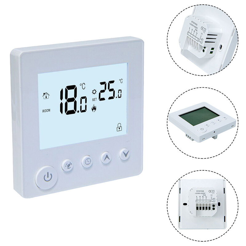 Digital Thermostat Peças De Reposição, Piso De Aquecimento, Aquecimento De Parede, Acessórios, Brand New, Branco, 8.6x8.6x4cm
