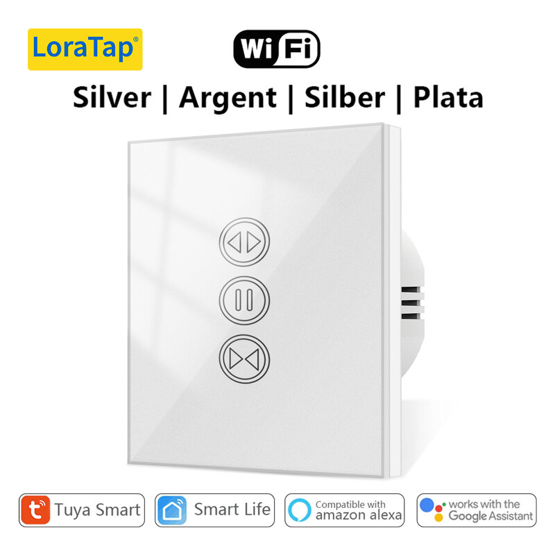 Tuya Smart WiFi Vorhang Blind Schalter Silber Farbe für Rollladen Elektromotor Google Home Alexa Voice Control App Timer