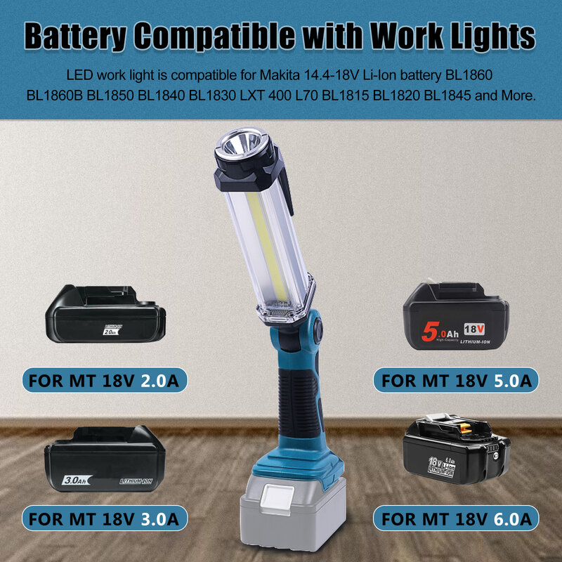 Luz LED de trabajo para Makita, linterna portátil con batería de litio de 14,4 V-18V, 2000LM, USB, nueva