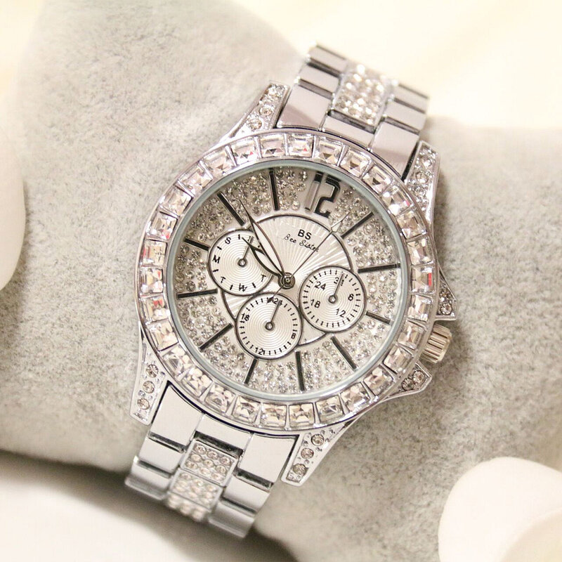 Damska luksusowa bransoletka zegarek musujące zegarek z kryształkami z jednoczęściową klamrą na walentynki prezent na Boże Narodzenie