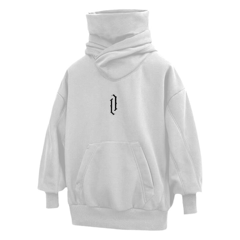 Male Spring And Autumn Solid Color Long Sleeve Hiphop Hoodies With Pocket High Neck Loose Casaul Hooded Sweatshirts For Men