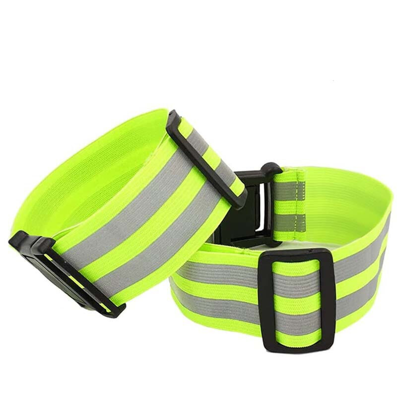 Banda reflectante para correr, equipo de seguridad nocturno de alta visibilidad para brazo, muñeca, cintura, tobillo, cinturón reflectante elástico ajustable
