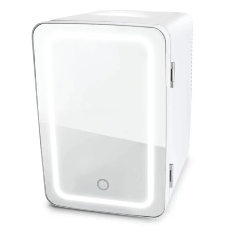Mini refrigerador para el cuidado de la belleza, refrigerador con puerta de vidrio, blanco, 6L