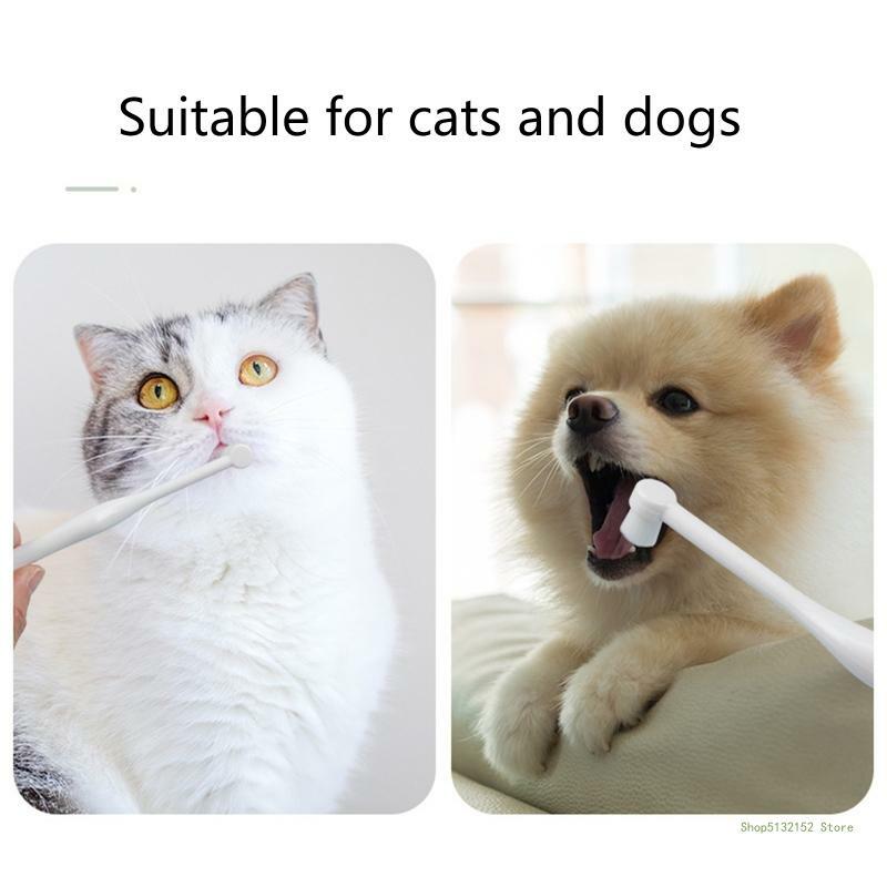 QX2E สะดวกสัตว์เลี้ยงแปรงสีฟันชุดแมวสุนัขทันตกรรมเพื่อสุขภาพ Ultra-Soft สำหรับเขา