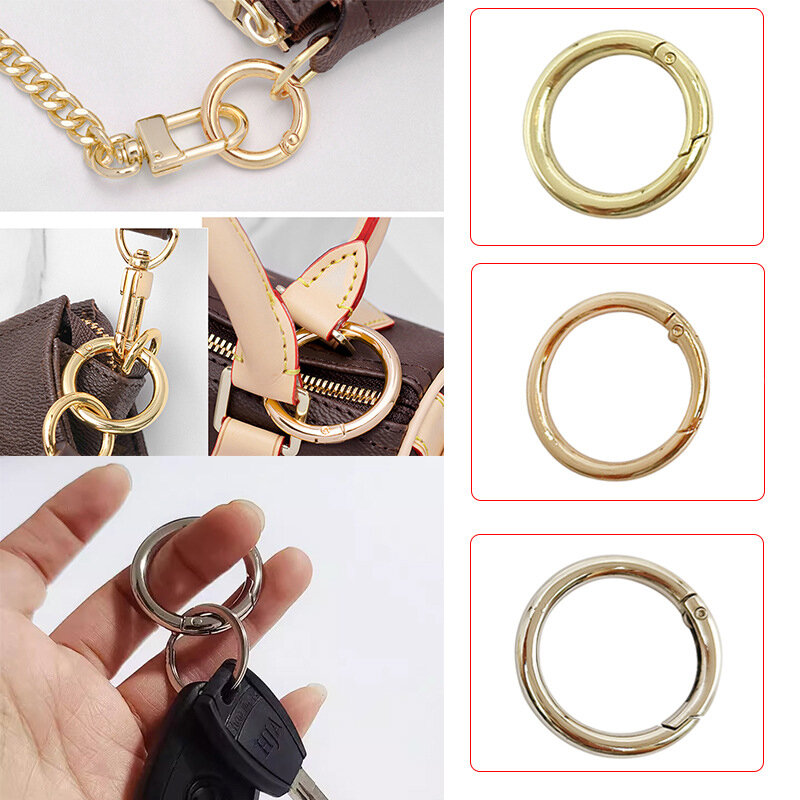 Spring Gate O Ring Openable Keyring Key Leather Bag Handbag Belt Strap Parts Pendant Buckle Snap Clasp Clip Trigger Hook