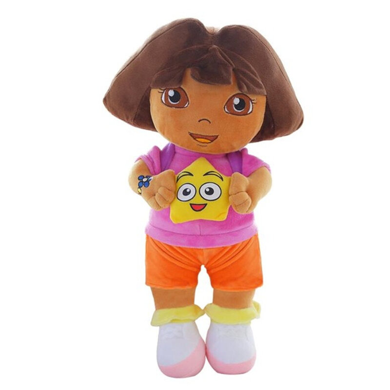 Sac à dos de poupées en peluche douce avec carte pour enfant, bottes de singe Dora explorer, jouets Swiper, cadeau d'anniversaire, 25-28cm
