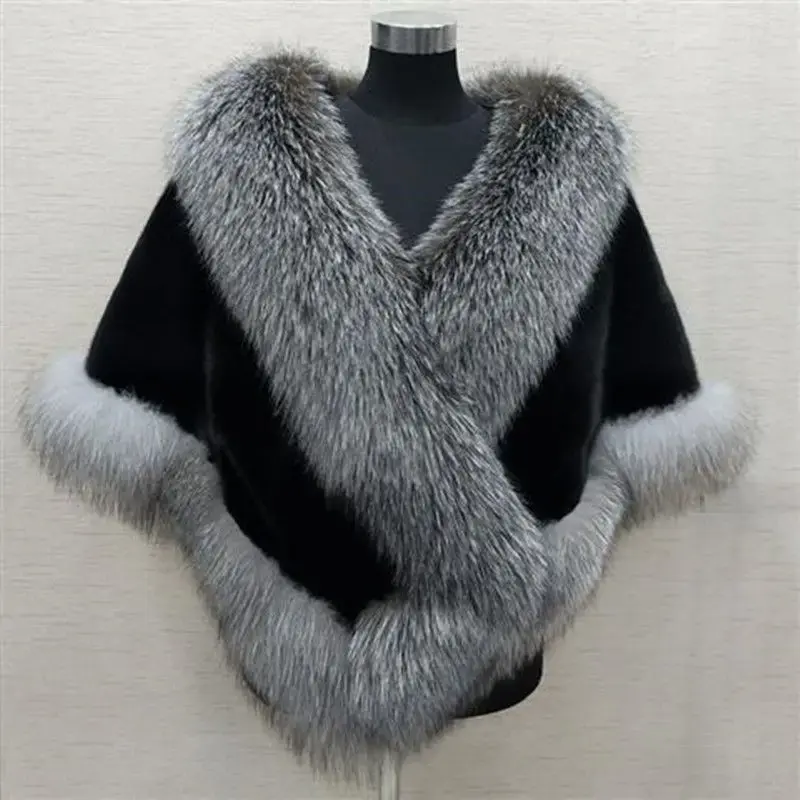 2024 Autumn and Winter Solid Shawl Cloak Sweater Solid Color V-collar Cape Coat Female Ponchos Open Stitch Knitted Top T55