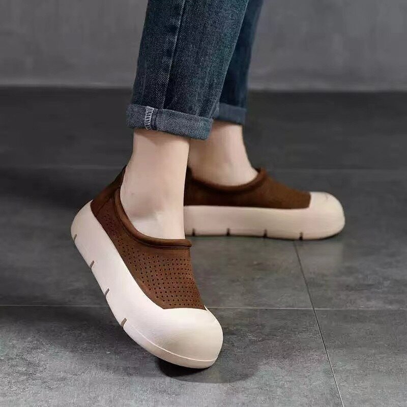 Womens Roman Style Mules Elastic Fabric Design Fashion Color Matching, Classic and Versatile Spring New Women's Vulcanized Shoes