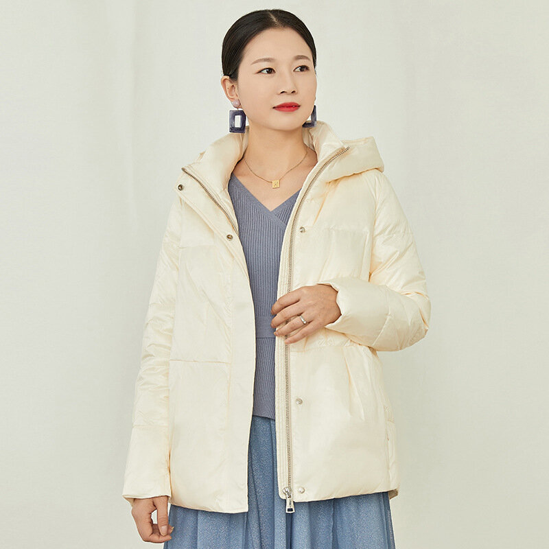 2022 модные зимние женские толстовки на белом утином пуху, куртки, пальто, повседневные ветрозащитные белые пуховики