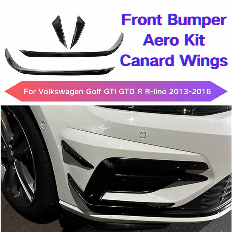 Kit Aero de parachoques delantero para coche, alerón divisor de fibra de carbono, alas Canard para Volkswagen Golf 7,5 GTI GTD R line 2017-2020