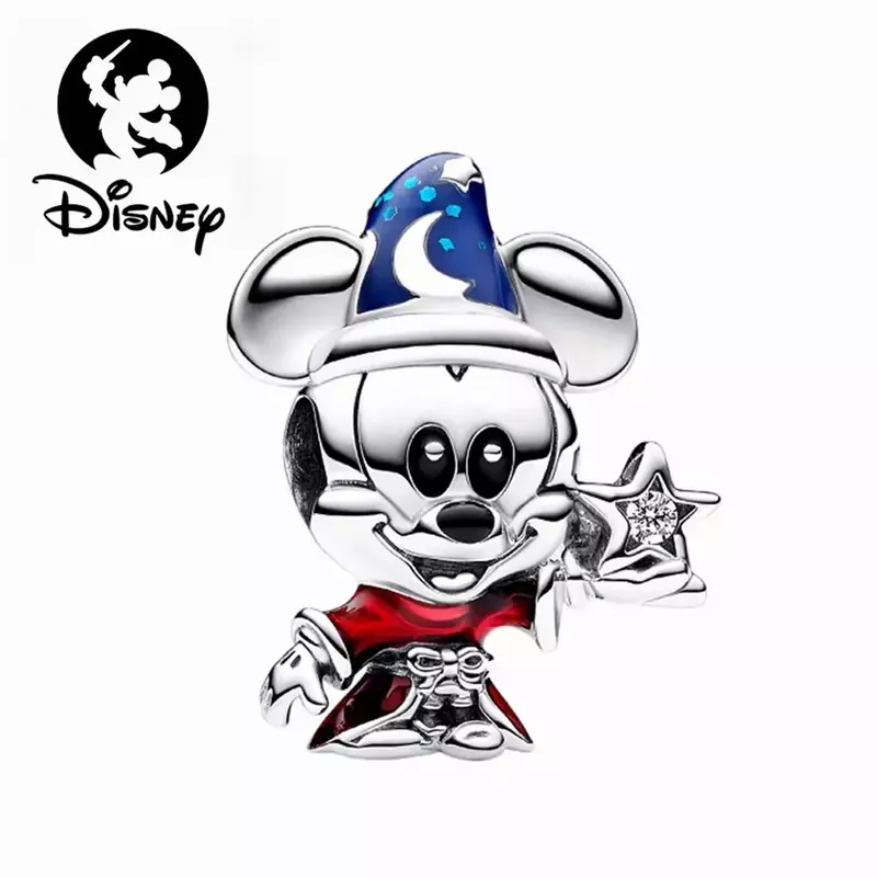 925 Sterling Silver Potdemiel gelang Disney Mickey Minnie Mouse, liontin manik-manik cocok asli Pandora hadiah Natal