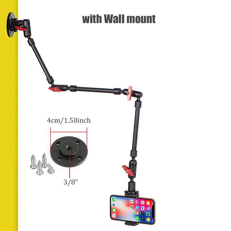 BFollow-Magia Braço Suporte Smartphone, articulado flexível Wall Mount, Desk Clamp, Webcam Tablet, Gopro Stand, 32 ", 22"