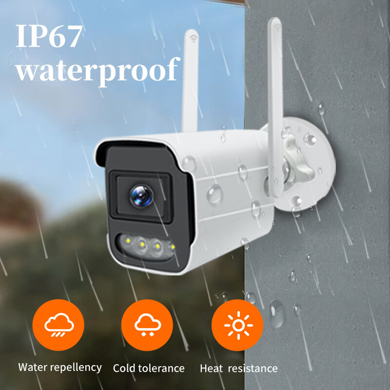 كاميرا مراقبة خارجية IP ، حماية أمن المنزل ctv ، WiFi Camara ، رؤية ليلية ملونة ، 4MP