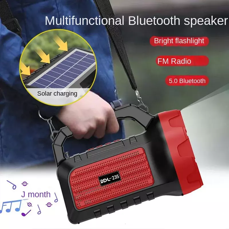 Alto-falante Bluetooth sem fio portátil, Luz LED ao ar livre, Cartão Solar Criativo, Lanterna