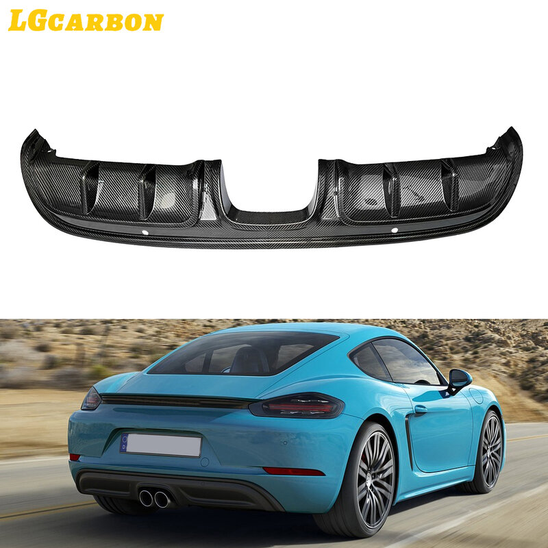 LGcarbon-difusor de parachoques trasero de fibra de carbono Real, Kit de carrocería de cubierta de terminales de escape, alerón de labios, para Porsche 718 Cayman Boxster 2016-2022