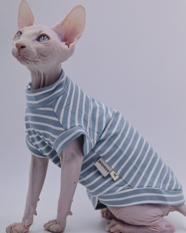 Одежда для кошек Sphynx, хлопковый жилет для кошек без волос, Мягкий Летний Тонкий жилет без рукавов из 100% хлопка, одежда для кошек Devon