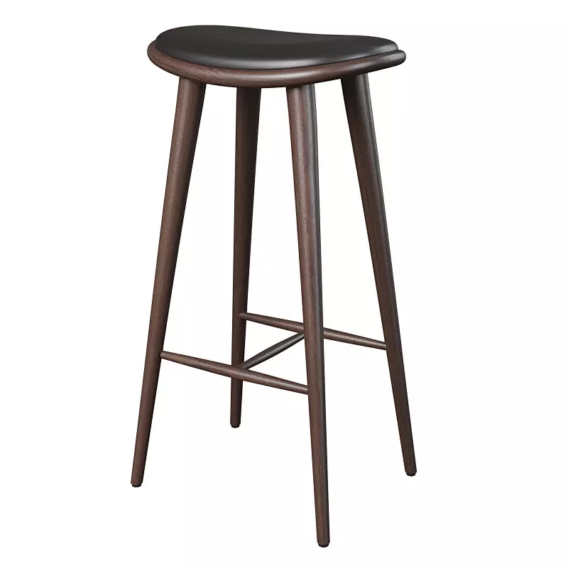 Elegant Nordic Solid Wood Bar Stool: Simple yet Stylish High Stool Made from Imported Rubber Wood Perfect for Home Restaurants