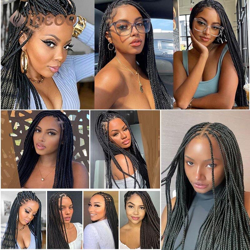 Incoo 36Inch Braid Wig Full Lace Front Wig Knotless Box Braided Wigs With Baby Hair Super Long Synthetic For Black Women