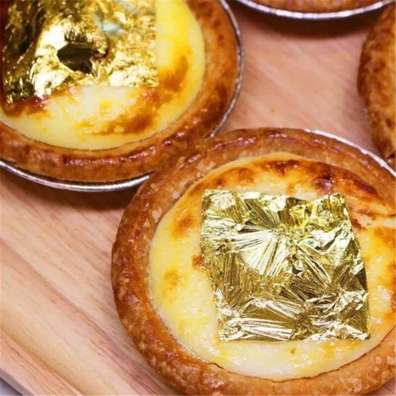 1 buah serpihan Schabin daun emas asli Food Grade, alat Dekorasi kue seni koki piring dekoratif emas 2g 24K