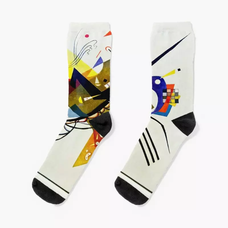 บนสีขาว II โดย wassily Kandinsky ถุงเท้า "Auf Weiss II" ไอเดียของขวัญวาเลนไทน์ถุงเท้าฟุตบอลข้อเท้ากันลื่นผู้ชายผู้หญิง