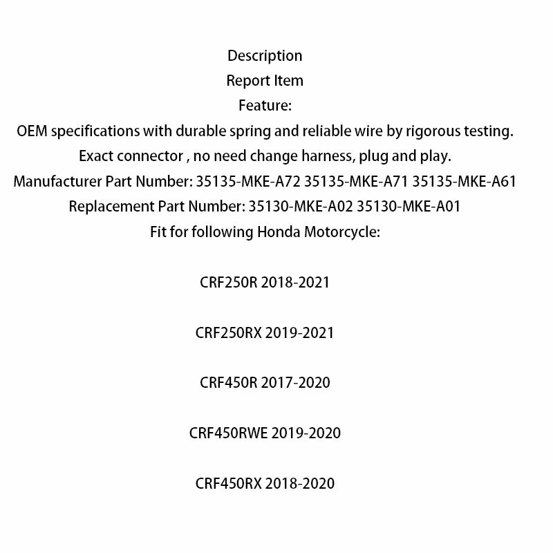 Interruptor de cambio de modo Stop Kill para Honda CRF450R, CRF250R, CRF450, CRF250, CRF450RX, CRF250RX, CRF450RWE, 35135-MKE-A72, 35135-MKE-A71