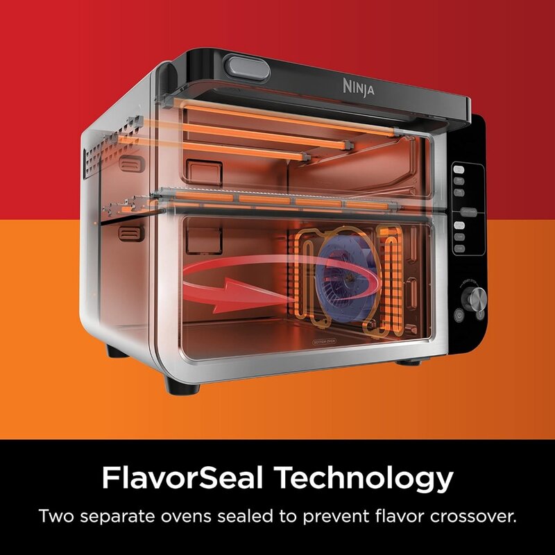 12-in-1 Smart Double Oven with FlexDoor, Thermometer, FlavorSeal, Smart Finish, Rapid Top Convection and Air Fry Bottom