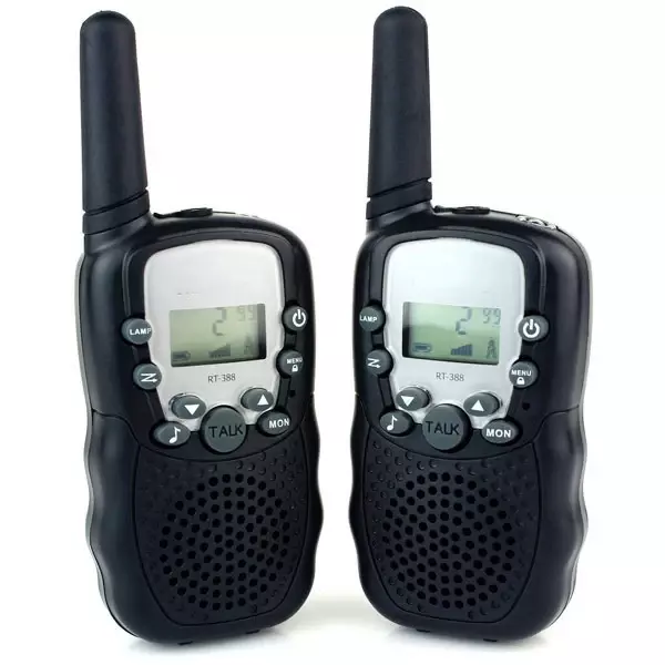 1 pasang Walkie Talkie anak portabel, Transceiver Radio dua arah gadget elektronik dioperasikan dengan baterai mainan edukasi