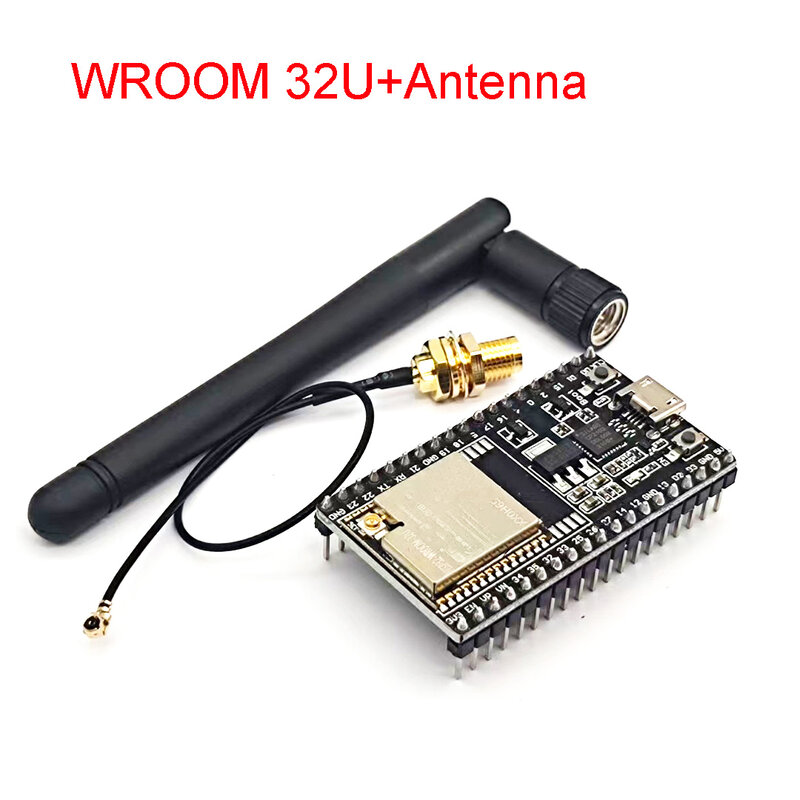 WROOM-32U + 안테나 개발 보드, WROOM-32U WROVER 모듈 장착 가능, WIFI 모듈, 2.4G 안테나 장착, ESP32 백플레인