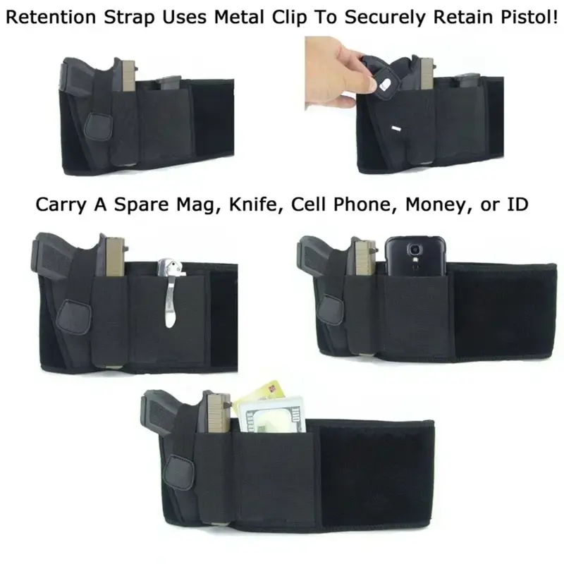 Cinturón táctico para pistola de vientre, correa de transporte oculta, soporte para pistola, bolsa para revistas, funda Invisible