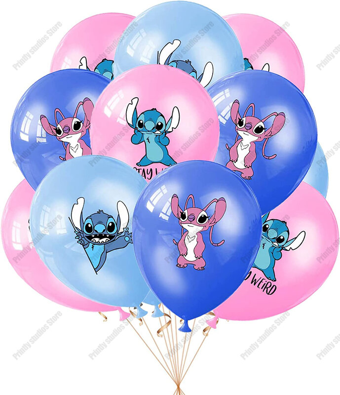 Disney-Conjunto de globos de látex de Lilo y Stitch para niño y niña, 10 piezas, 12 pulgadas, decoraciones para fiesta de cumpleaños, Baby Shower, juguetes para niños