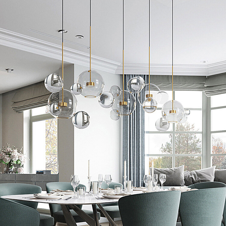 Lâmpada doméstica de vidro dourado para família, lâmpada artística europeia moderna, 3 conjuntos em um conjunto