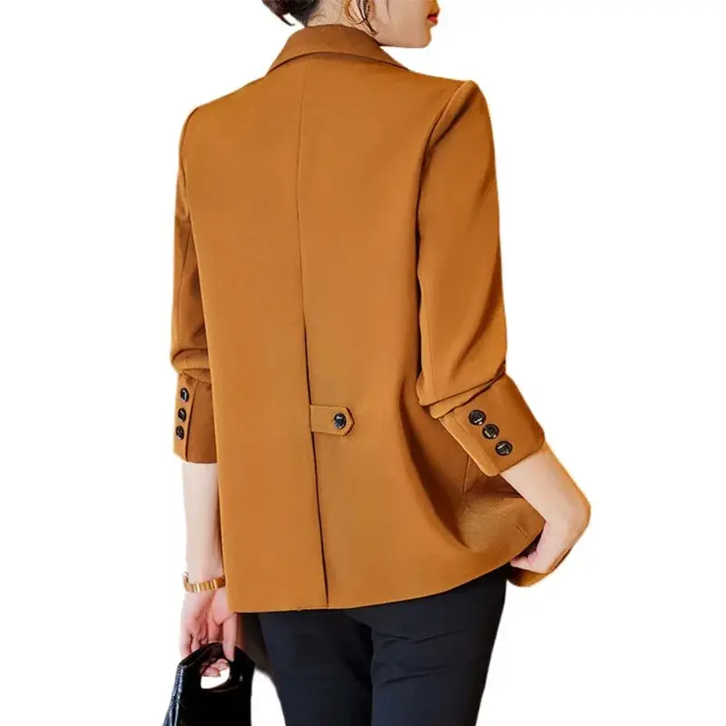 여성용 긴팔 싱글 브레스트 스트레이트 코트, 그린 다크 브라운 블랙 블레이저 재킷, 여성 패션