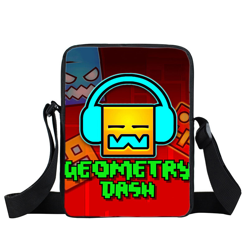 Geometrie Dash Game Print Schoudertassen Grappige Cartoon Kids Messenger Bag Waterdichte Handtassen Casual Kids Bag Reizen Crossbody Tas