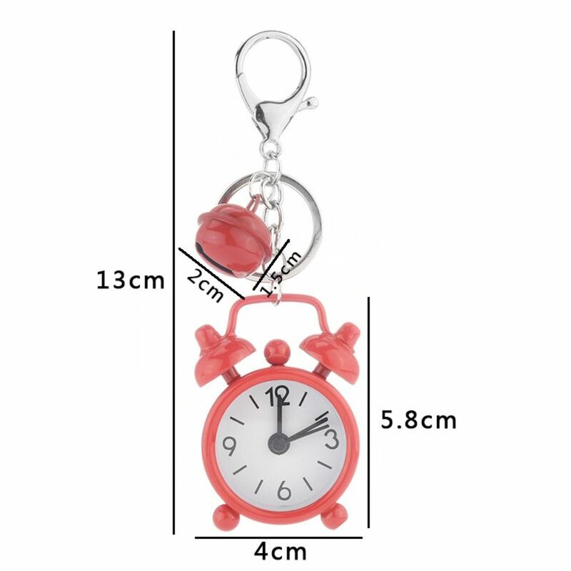 Mini llavero de reloj despertador colorido de aleación de hierro, colgante de reloj despertador decorativo creativo, llavero para niños
