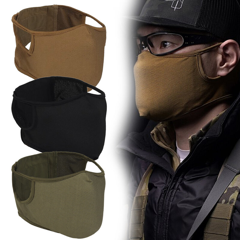 戦術的で通気性のある伸縮性のあるフェイスマスク,屋外マスク,Airsoft,フリーの保護,シリコンパッド