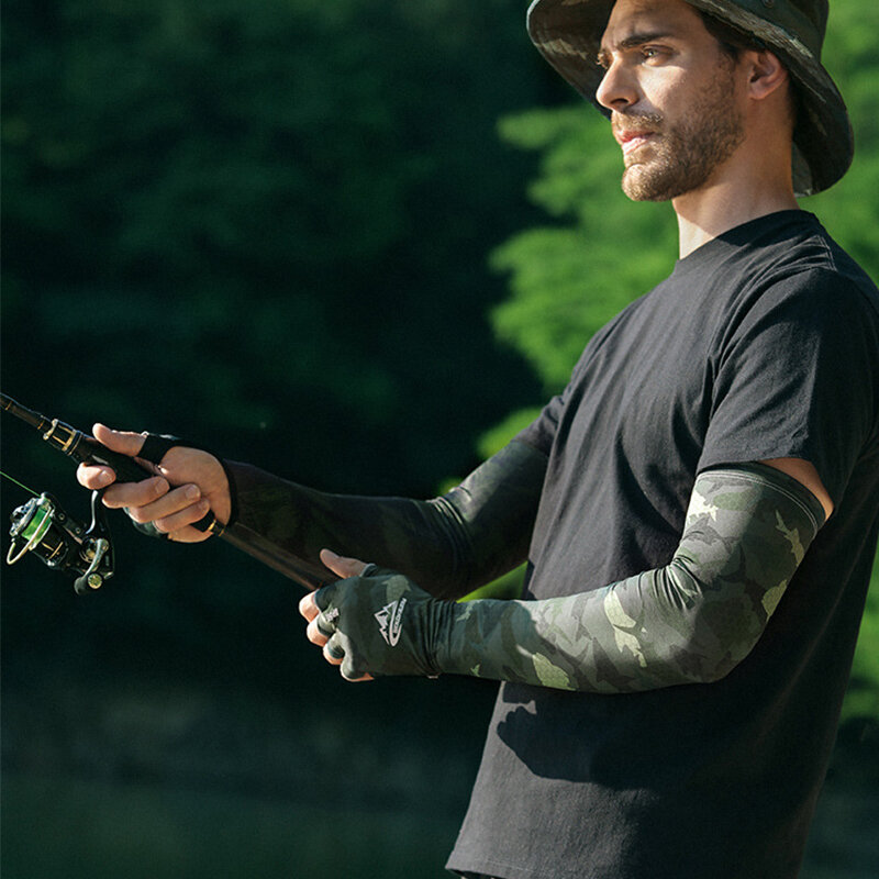 S111 летние рыболовные солнцезащитные рукава для льда для мужчин для занятий спортом на открытом воздухе защита рук Защита от УФ-лучей ледяные шелковые солнцезащитные перчатки с полупальцами