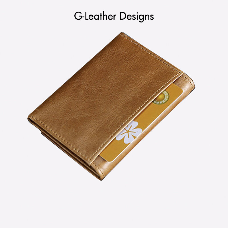 Genuine Leather Business Card Holder Oil Waxy Vintage Credit Card Case Mini Wallet Coin Purse RFID Blocking Id Covers