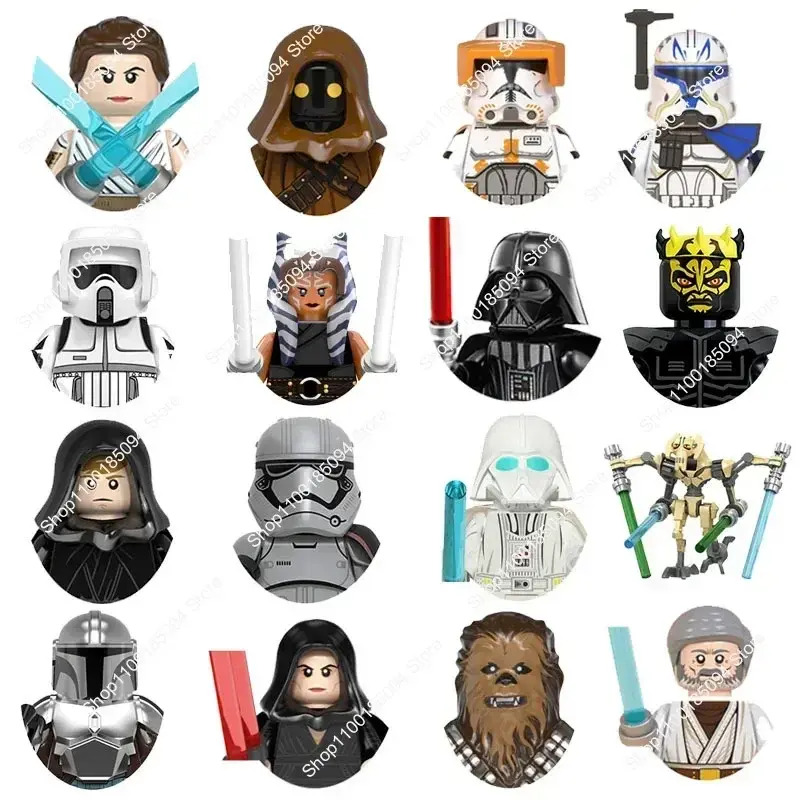 Hot Toys Star Wars Building Blocks Darth Vader Mandalorians Rex Kylo Ren Palpatine Bricks Ahsoka Mini Doll Figure Kid Toys regali